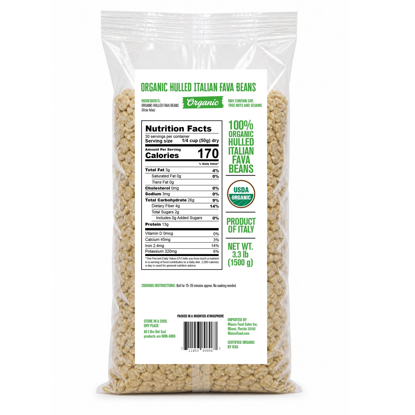 Premium Italian dried fava beans with a rich, earthy flavor and creamy texture. Naturally gluten-free and ideal for soups, stews, salads, dips, and traditional macco di fave.