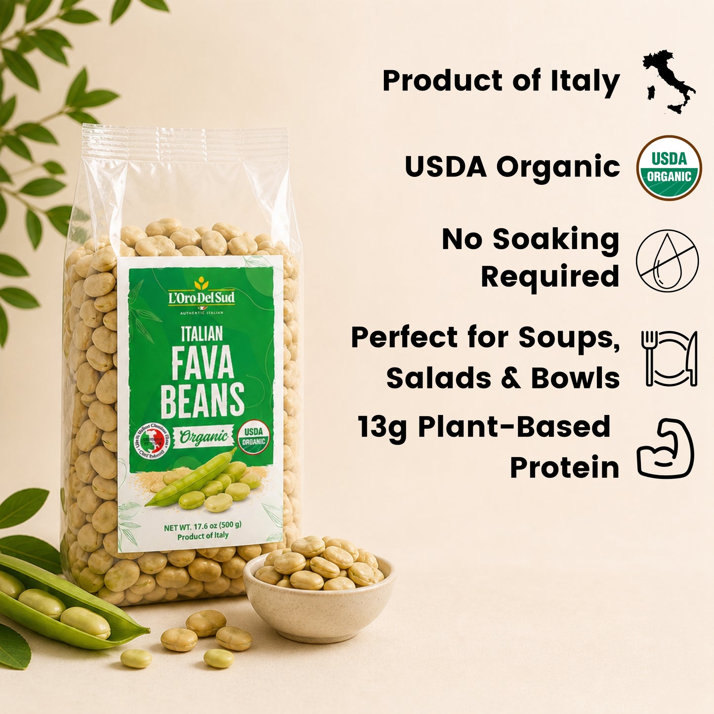 L'Oro Del Sud Fava Beans, 1.5 kg / 3.3 lb