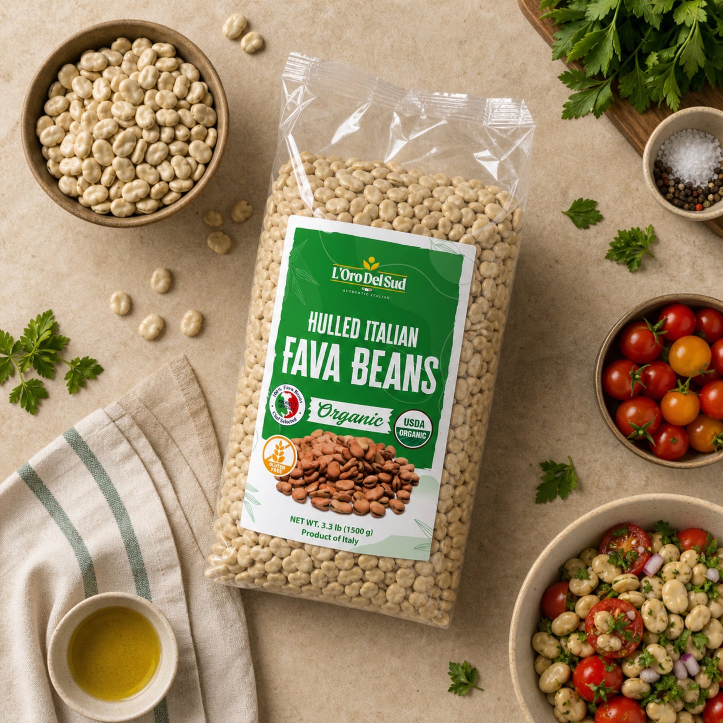 L'Oro Del Sud Fava Beans, 1.5 kg / 3.3 lb
