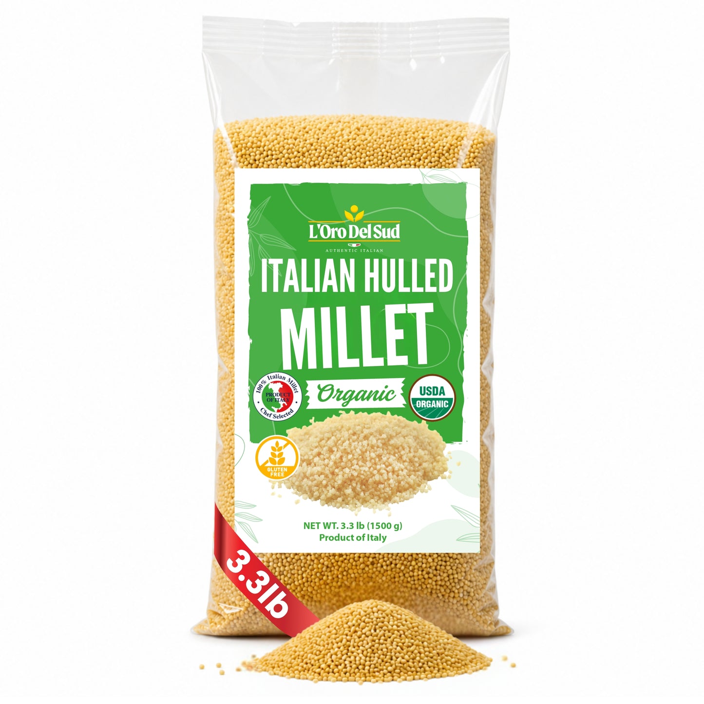 Naturally gluten-free hulled millet from Southern Italy with a mild, nutty flavor and light, fluffy texture. Perfect as a rice substitute, for soups, salads, porridge, and grain bowls.