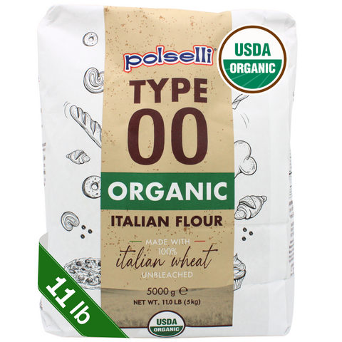 Polselli, Organic Flour, Type "00", 100% Italian Grain, 11 lbs (5 kg), Neapolitan Italian Pizza