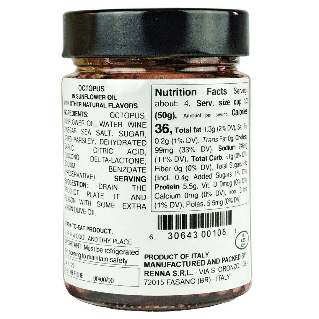 SALE! Renna, Fresh & Delicious Whole Octopus Tentacles in Oil, Tender, 10.58oz