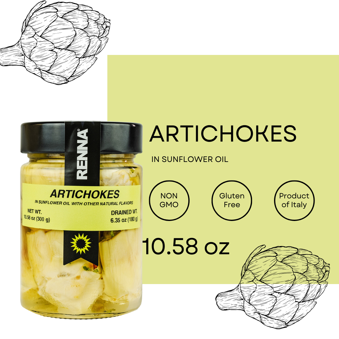 Mediterranean Culinary Elegance: Delight in the authentic taste of the Mediterranean with Renna's Artichokes preserved in oil. Each bite encapsulates the rich, savory essence of the sun-soaked Mediterranean landscapes