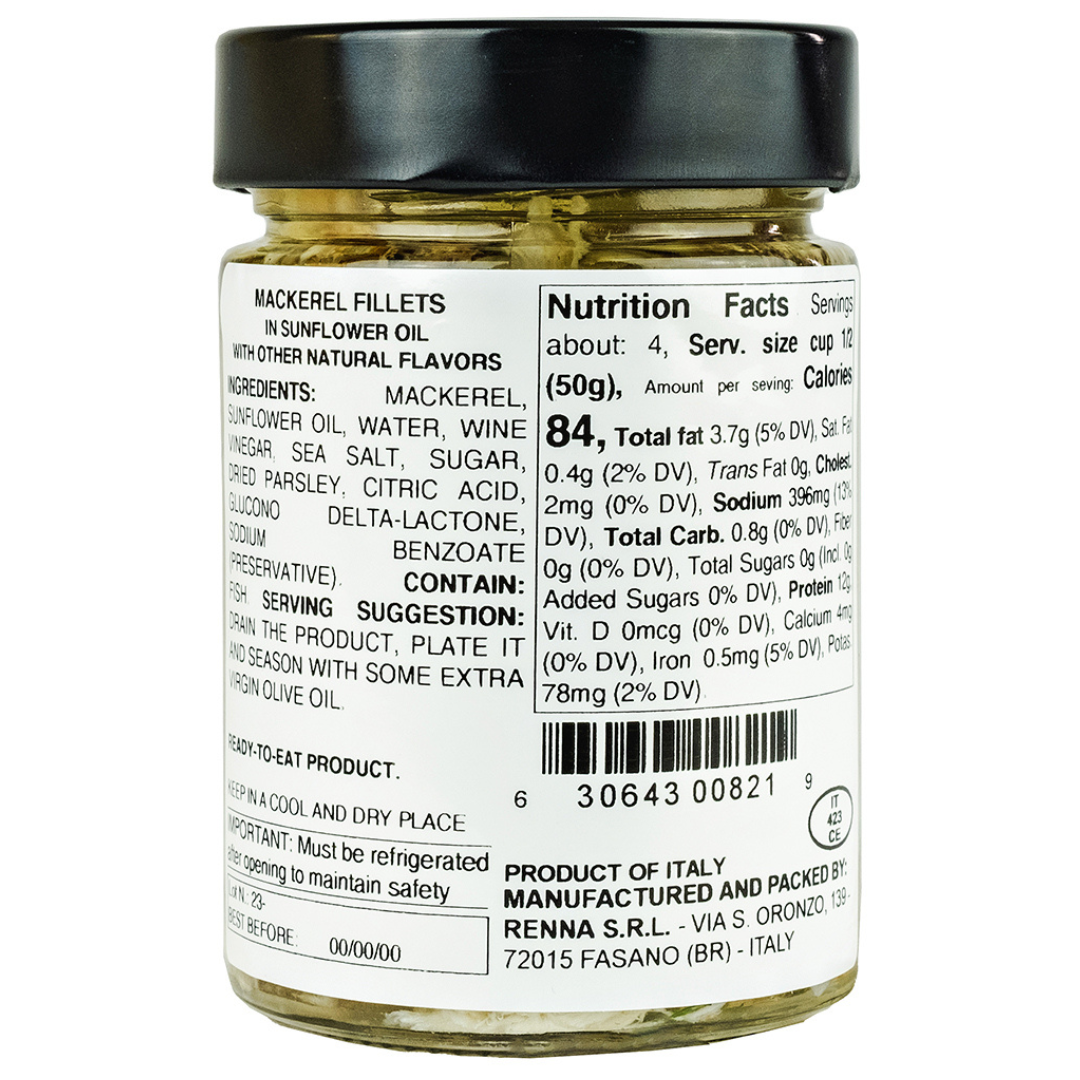 SALE! Renna, Wild Caught Skinless Bonless Mackerel Fillets in Oil, 10.58oz
