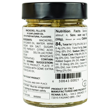 SALE! Renna, Wild Caught Skinless Bonless Mackerel Fillets in Oil, 10.58oz