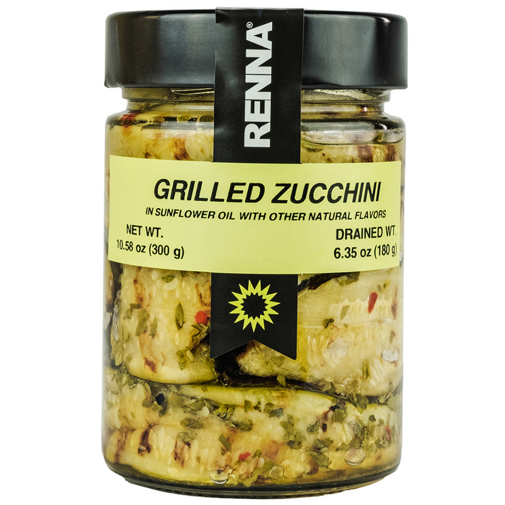 Renna, Grilled Zucchini In preserved in oil (10.58 oz), Ready-to eat, Authentic Culinary Excellence from Italy, jarred antipasto, Experience the Rich Flavors of the Mediterranean with Renna…