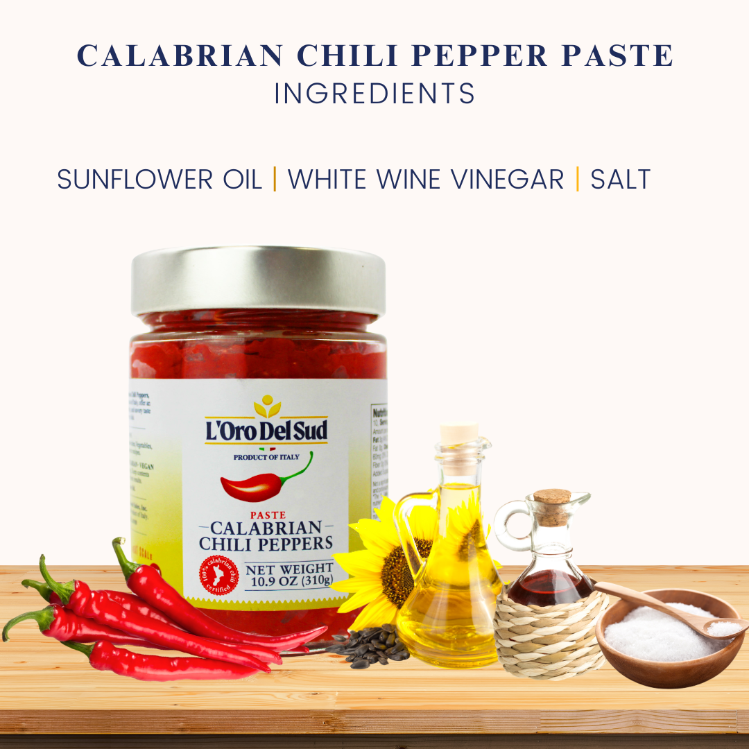 L'Oro Del Sud Calabrian Chili Pepper Paste 10.9 oz (310 gr), Spicy Chilies, Peperoncini Calabrese, Product of Italy,