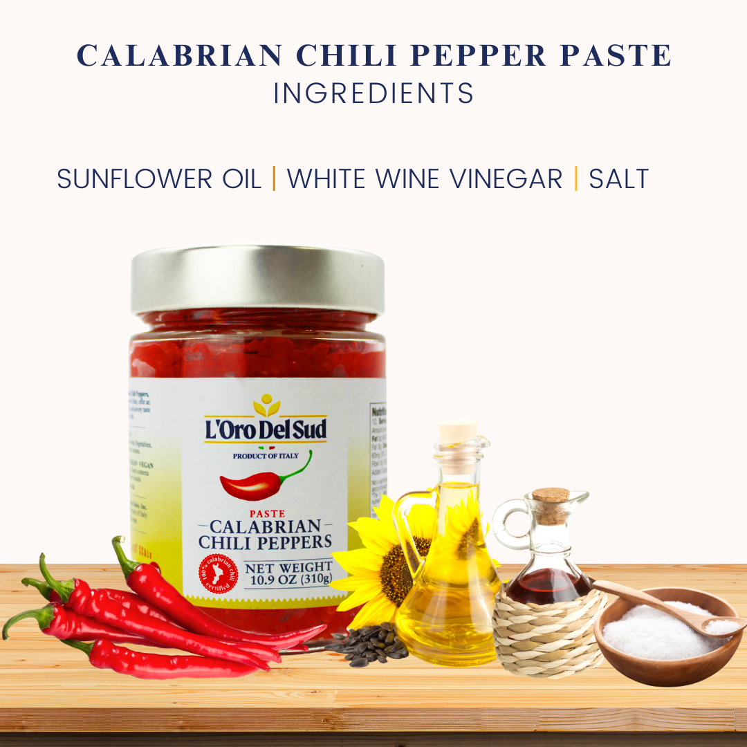 L'Oro Del Sud, Calabrian Chili Pepper Paste r), Spicy Chilies, Peperoncini Calabrese, Product of Italy, 10.9 oz / 310 g