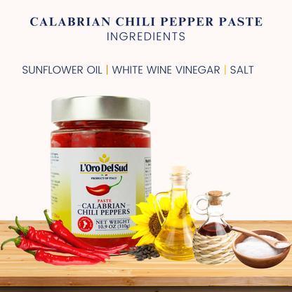 L'Oro Del Sud, Calabrian Chili Pepper Paste r), Spicy Chilies, Peperoncini Calabrese, Product of Italy, 10.9 oz / 310 g