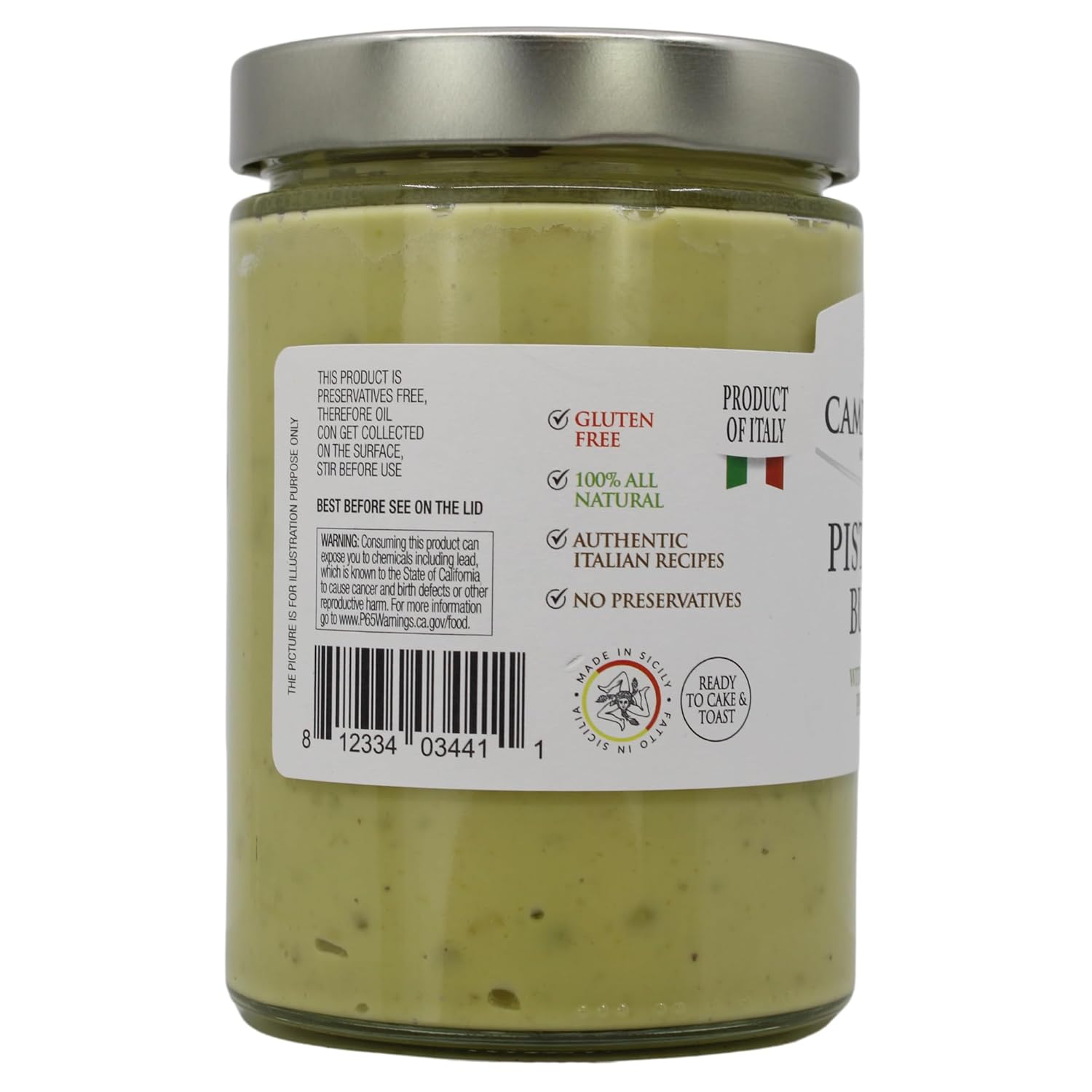 Jar of Campo D’Oro pistachio butter with crunchy pistachio 600g authentic Italian gourmet pistachio cream spread