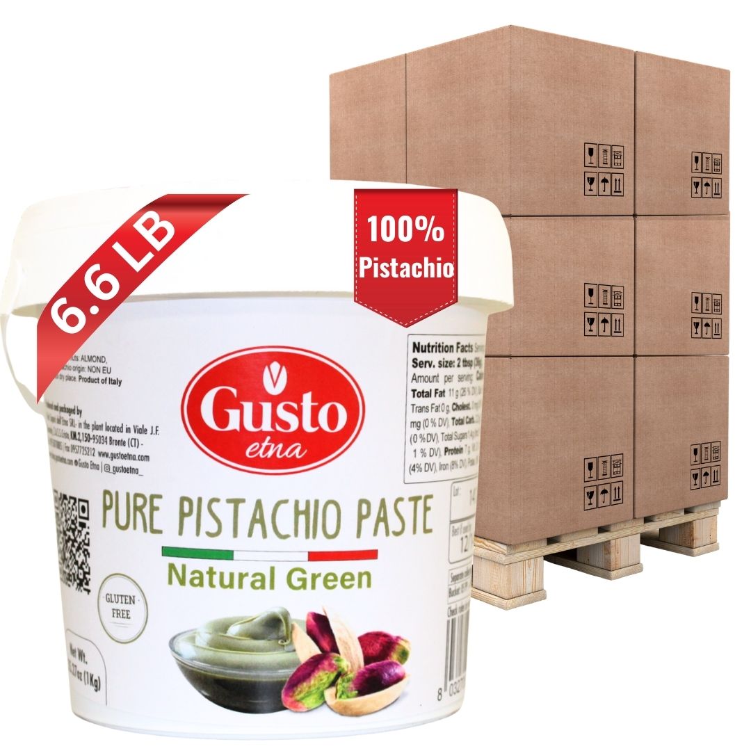 Gusto Etna pure pistachio paste in a pallet