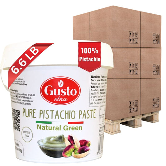 Gusto Etna pure pistachio paste in a pallet