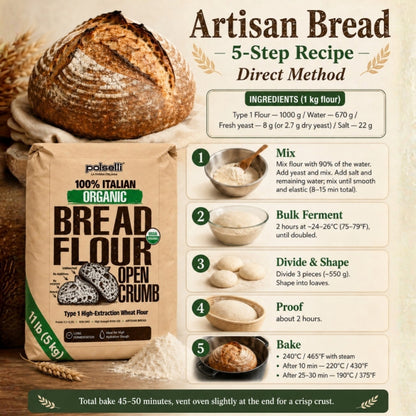 Polselli Organic Bread Flour Open Crumb | 5 kg | 100% Italian Grain