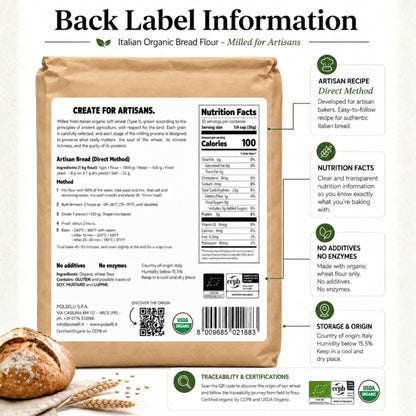 Polselli Organic Bread Flour Open Crumb | 5 kg | 100% Italian Grain