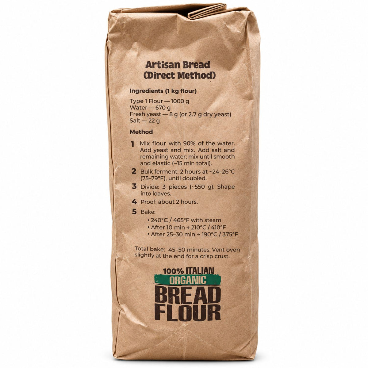 Polselli Organic Type 1 Bread Flour – Open Crumb, Ideal for Sourdough – Unbleached, 100% Italian Wheat – 5 kg (11 lb)