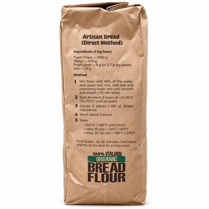Polselli Organic Type 1 Bread Flour – Open Crumb, Ideal for Sourdough – Unbleached, 100% Italian Wheat – 5 kg (11 lb)