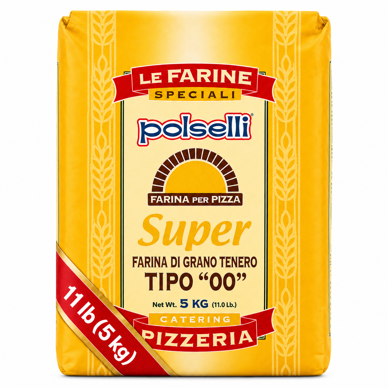 Polselli pizza flour bag type 00 on a white background