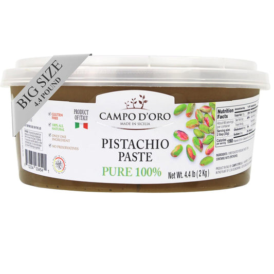 Campo D’Oro pure pistachio paste 100% 2kg bucket authentic Italian gourmet pistachio butter spread for foodservice and desserts