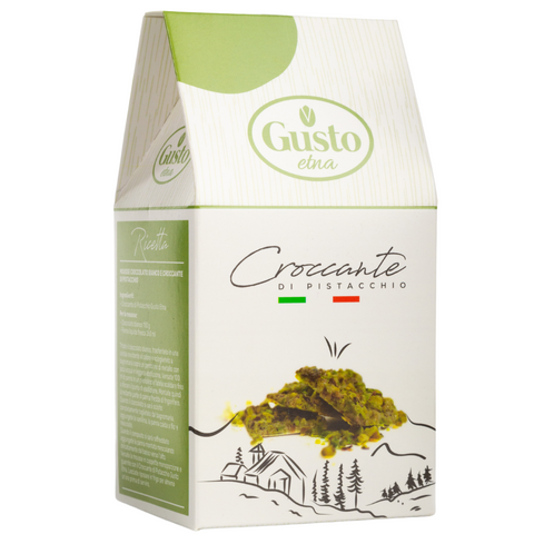Gusto Etna, Pistachio Brittle, 6.7 oz (190 g), Pistachio Butter with Chocolate Crumbles, Product of Italy, Non GMO, Product of Italy