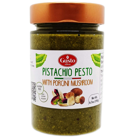 Gusto Etna, Pistachio Pesto With Porcini Jar, 6.7 oz (190 g), Product of Italy, Non GMO