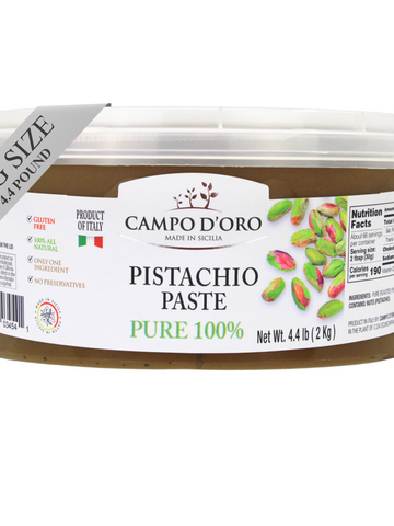 Campo D'Oro, Pure Pistachio Paste Bucket, 100% Pistachio Paste tube, 4.4 lb (2kg)