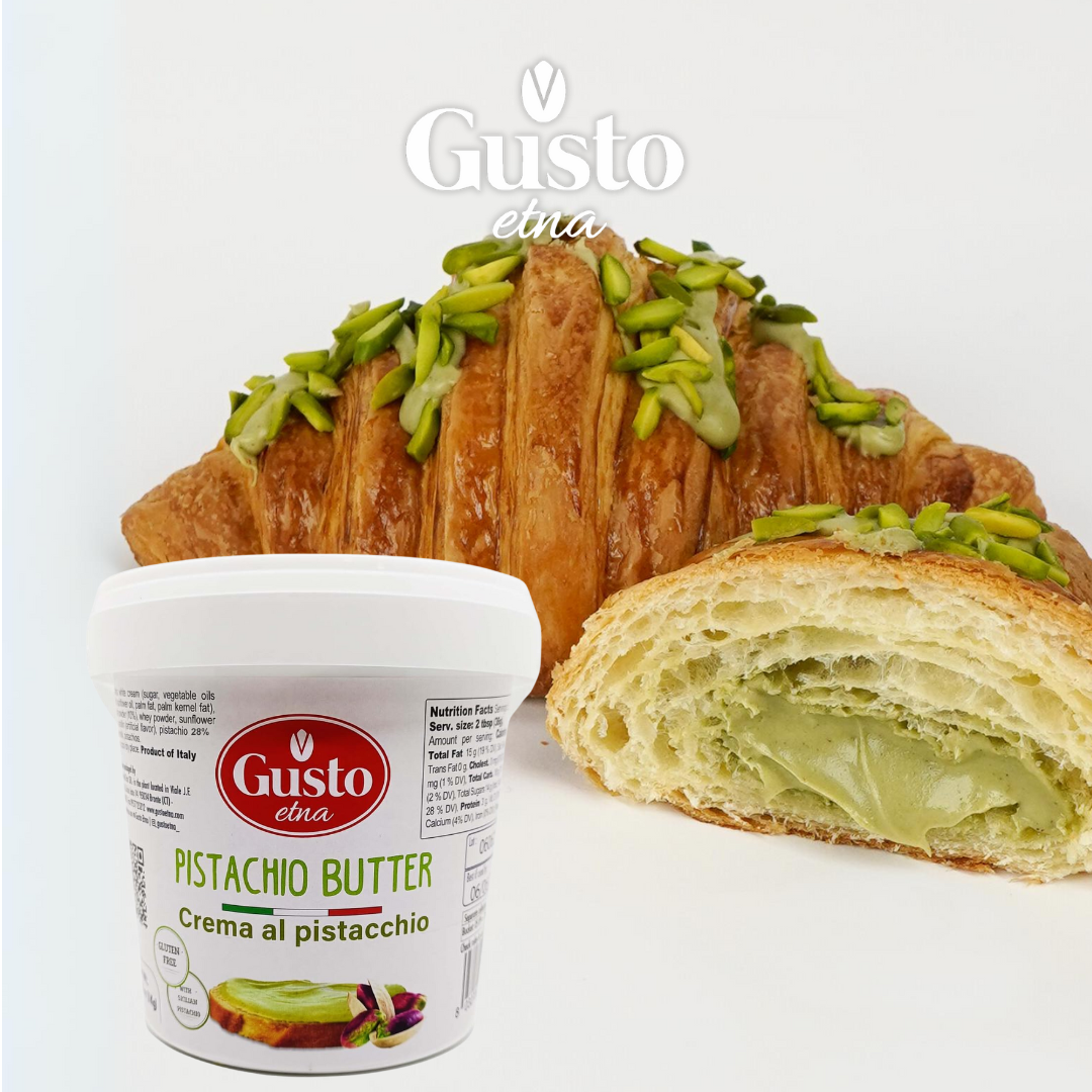 Gusto Etna, Pistachio Butter Cream, 2.2 lb (1 kg) Pistachio Cream in Bulk, Tub for Dubai Pistachio Chocolate Bars