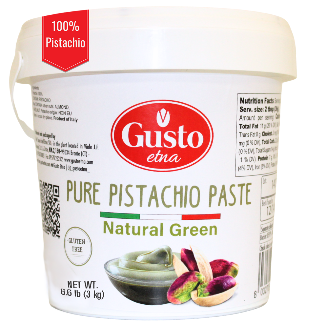 Gusto Etna, Pure Sicilian Pistachio Paste in bulk, Unsweetened Pistachio Butter, 6.6 lb (3 kg)