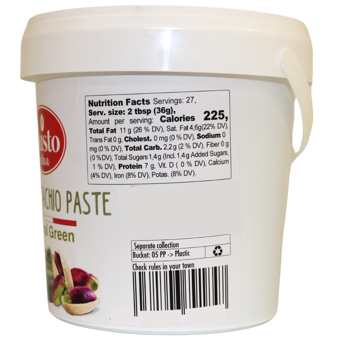 Gusto Etna, 6.6 lb (3 kg) Pure Sicilian Pistachio Paste in bulk, 100%pistachio,unsweetened