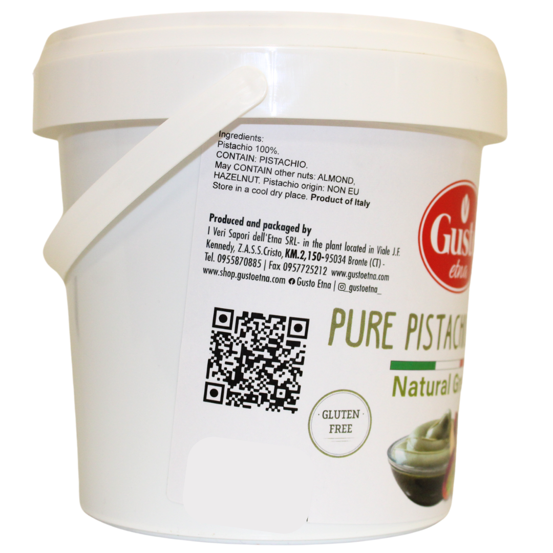 Gusto Etna, Pure Sicilian Pistachio Paste in bulk, Unsweetened Pistachio Butter, 6.6 lb (3 kg)