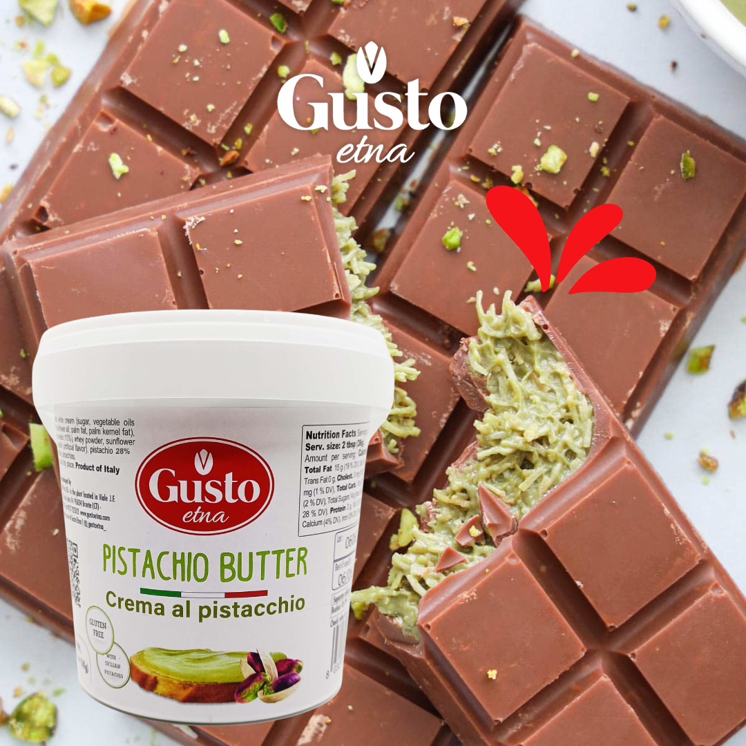 Gusto Etna, Pistachio Butter Cream, 2.2 lb (1 kg) Pistachio Cream in Bulk, Tub for Dubai Pistachio Chocolate Bars