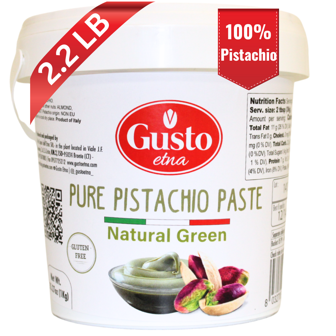 Gusto Etna, Pure Sicilian Pistachio Paste in bulk 2.2 lb (1 kg), 100%pistachio, unsweetened