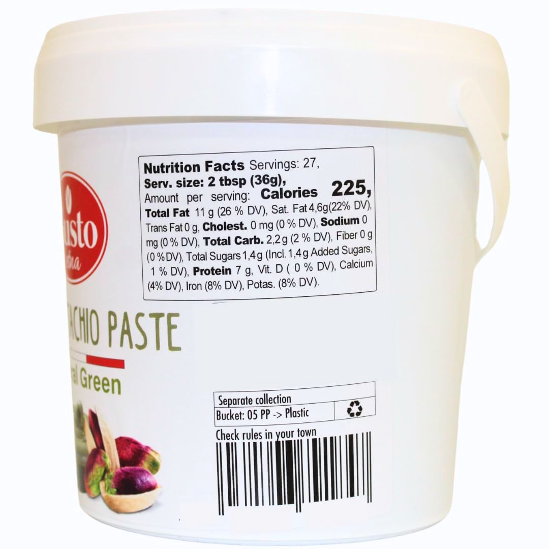 Gusto Etna, Pure Sicilian Pistachio Paste in bulk 2.2 lb (1 kg), 100%pistachio, unsweetened