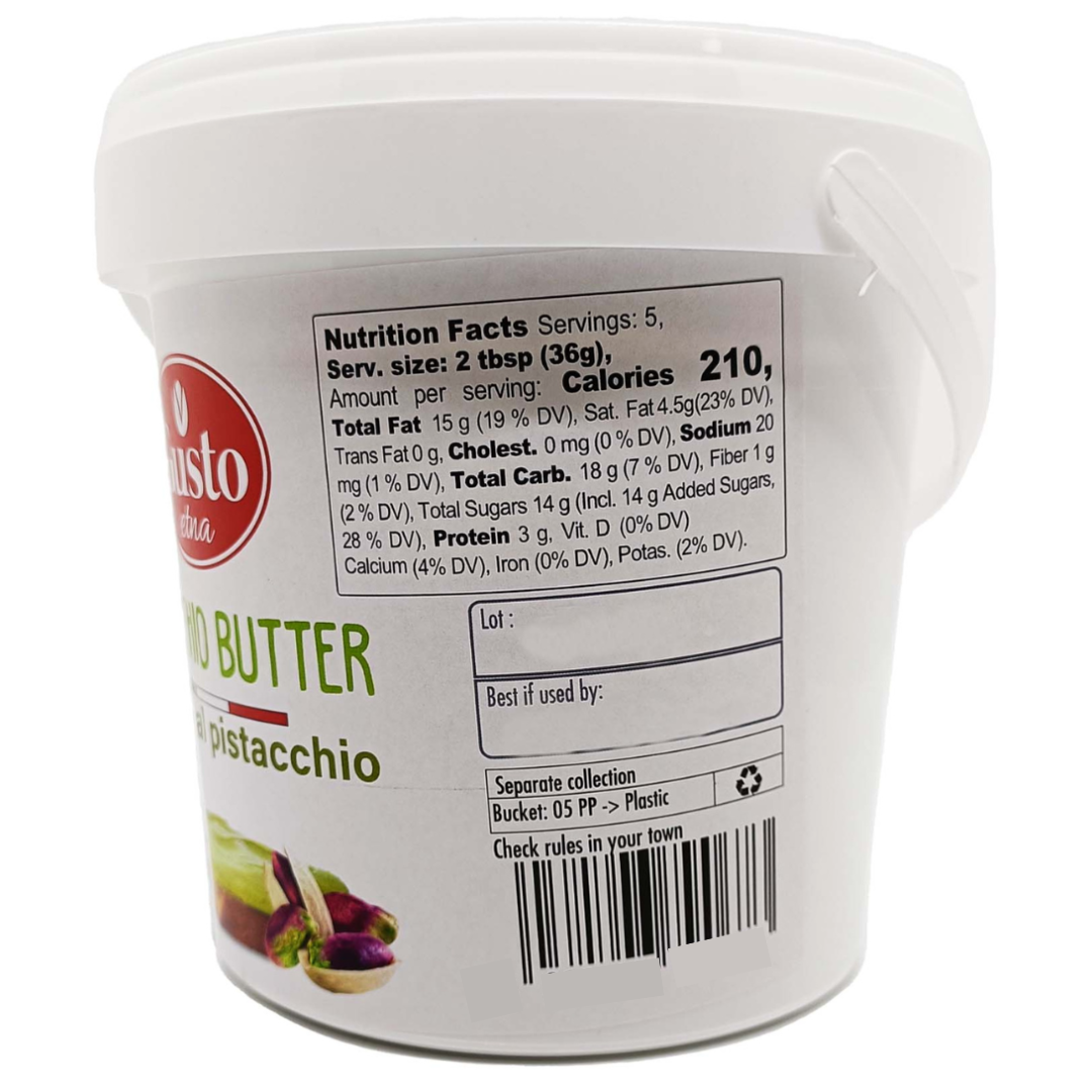 Gusto Etna, Pistachio Butter Cream, 2.2 lb (1 kg) Pistachio Cream in Bulk, Tub for Dubai Pistachio Chocolate Bars