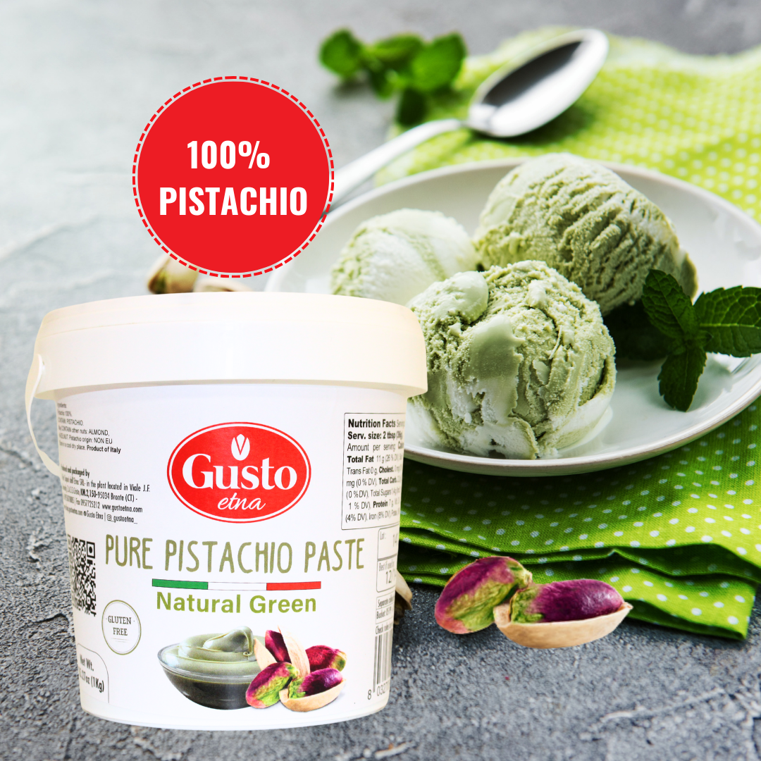 Gusto Etna, Pure Sicilian Pistachio Paste in bulk 2.2 lb (1 kg), 100%pistachio, unsweetened