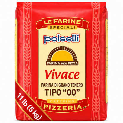 Bag of Le Farine Speciali Polselli Vivace pizza flour on a white background