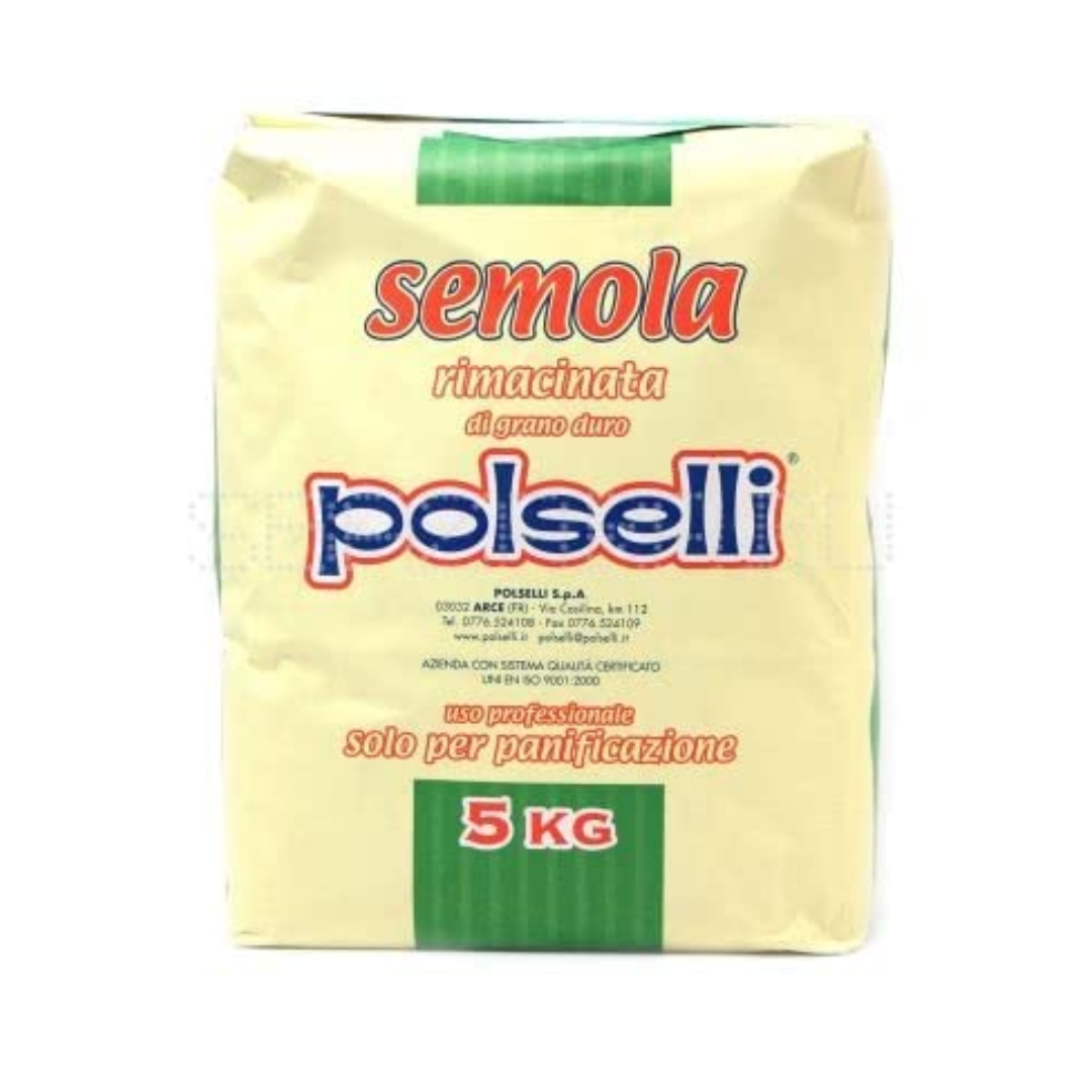 Polselli, Semola Flour, Semola Rimachinata Flour, Semolina di Grano Duro 5 kg/ 11 lb