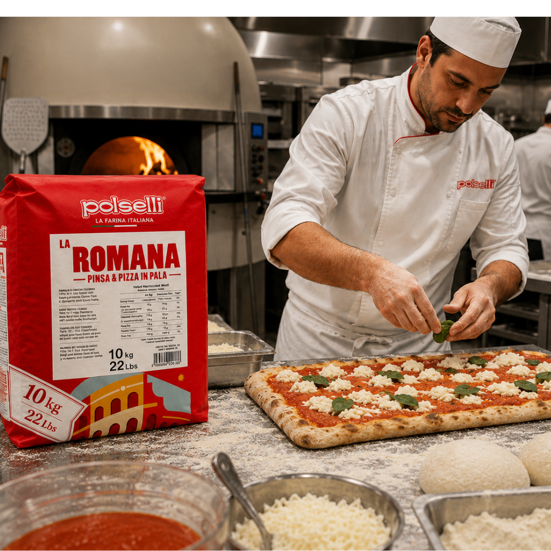 POLSELLI La Romana Pinsa & Pizza Flour, Type 0, Wheat & Rice Flour, 10 kg
