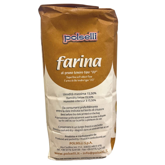 Polselli Italian pastry flour type "00" for cakes, desserts, doughnuts, and frying – 2.2 lb bag