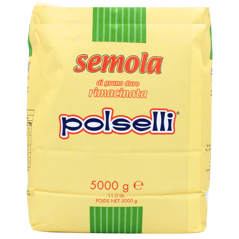 Polselli, Semola Flour, Semola Rimachinata Flour, Semolina di Grano Duro 5 kg/ 11 lb