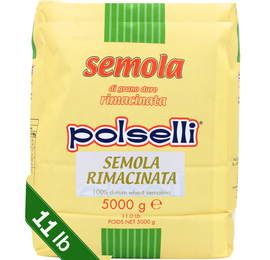 Polselli, Semola Flour, Semola Rimachinata Flour, Semolina di Grano Duro 5 kg/ 11 lb