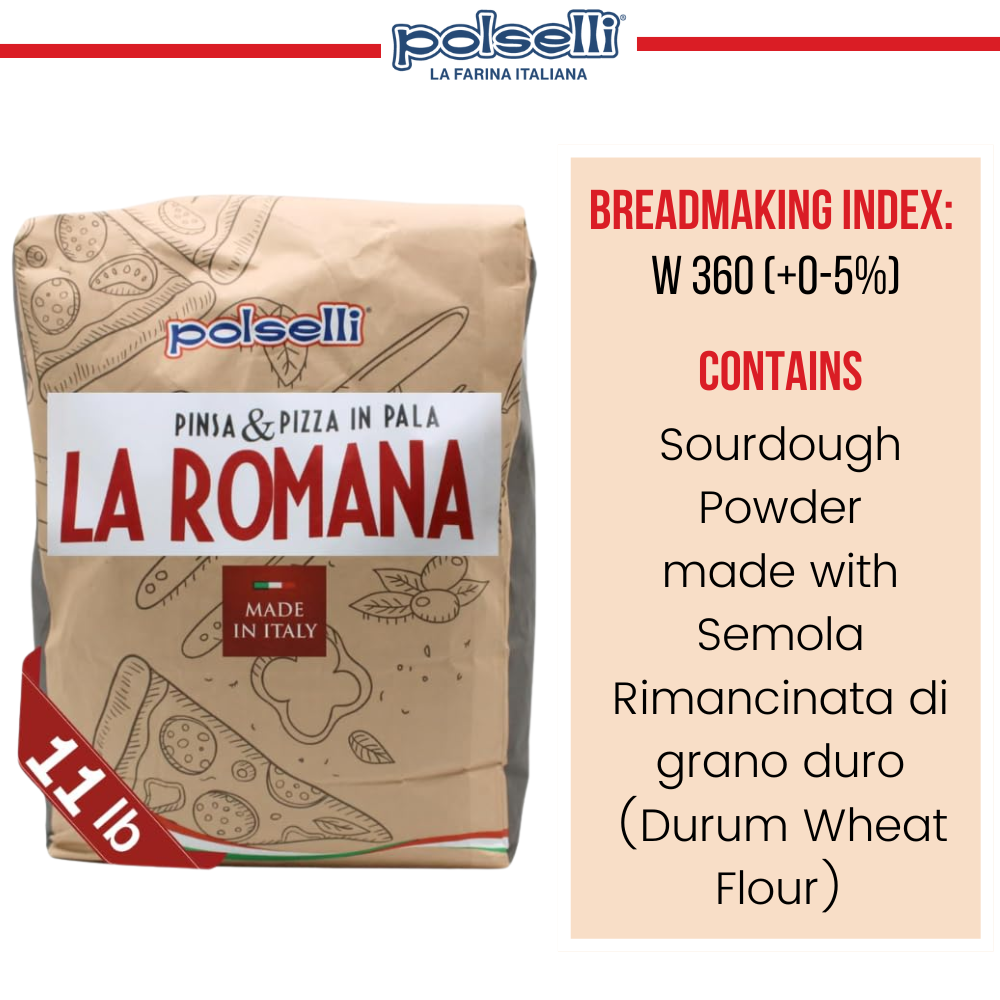 Polselli La Romana Pinsa & Pizza in Pala Flour, Type 0 Flour, 11 lb (5 Kg), Roman-style pizza Flour, Pizza Crust