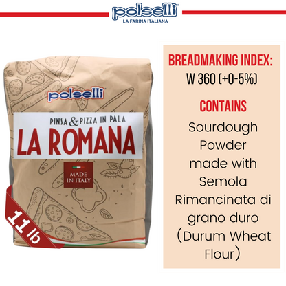 Polselli, La Romana Pinsa & Pizza in Pala Flour, Type 0 Flour, Roman-style pizza Flour, Pizza Crust, 11 lb