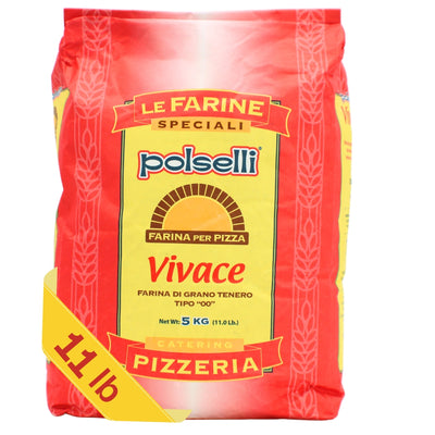 Bag of Le Farine Speciali Polselli Vivace pizza flour on a white background
