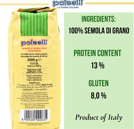 Polselli, Semola Flour, Semola Rimacinata, 11 lb ( 5 kg)
