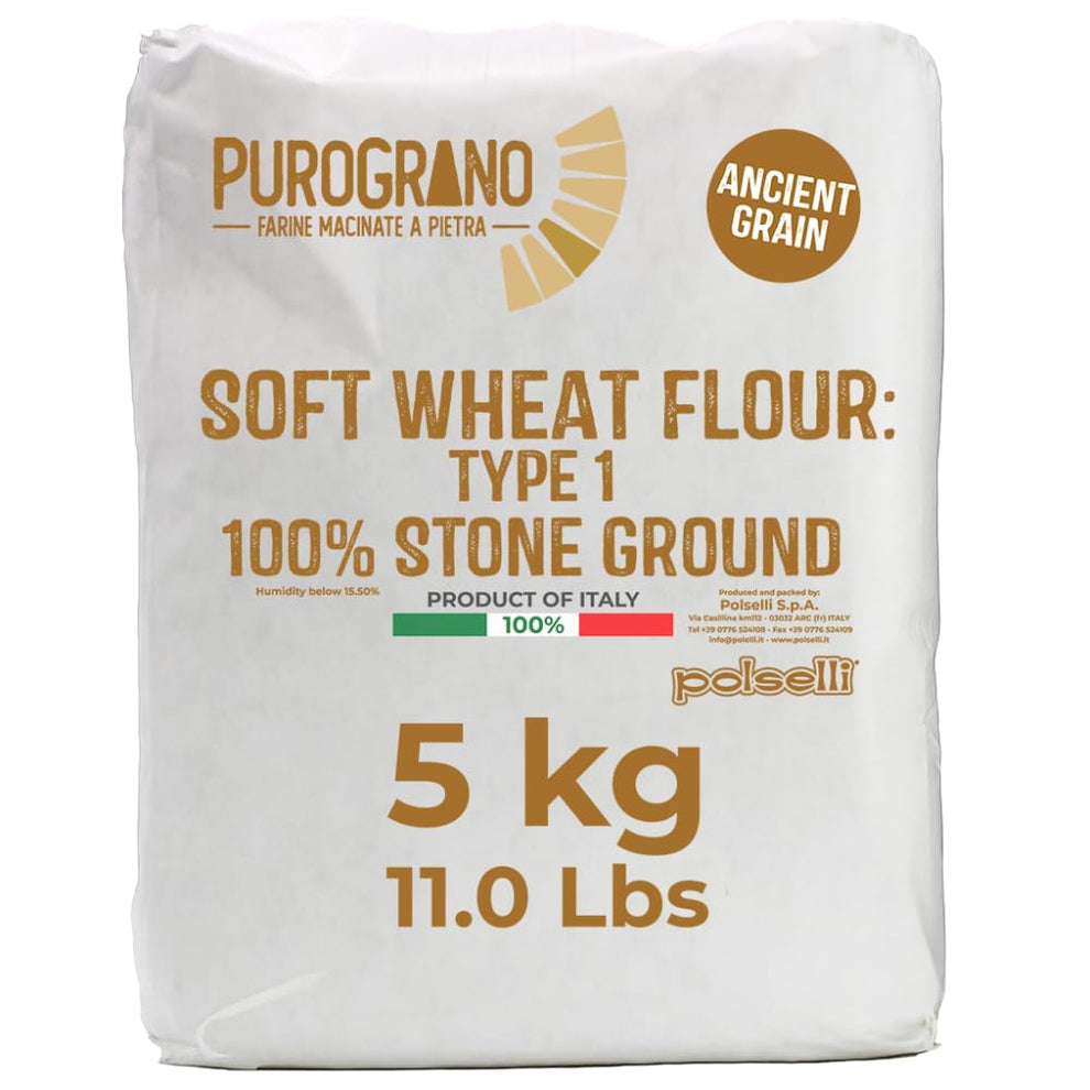 Polselli PuroGrano Type 1 Flour for Stone-Ground | 5kg (11 lb ...