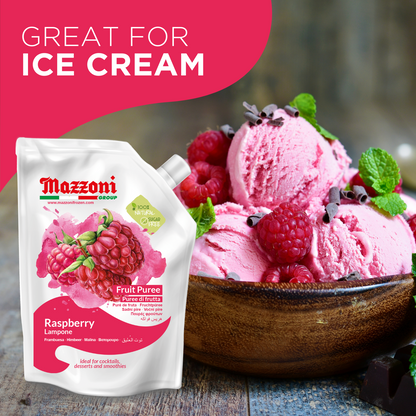 Mazzoni, Raspberry Puree, 100% Pure Raspberries, Just Fruit, No Sugar Added, 2.2 lb