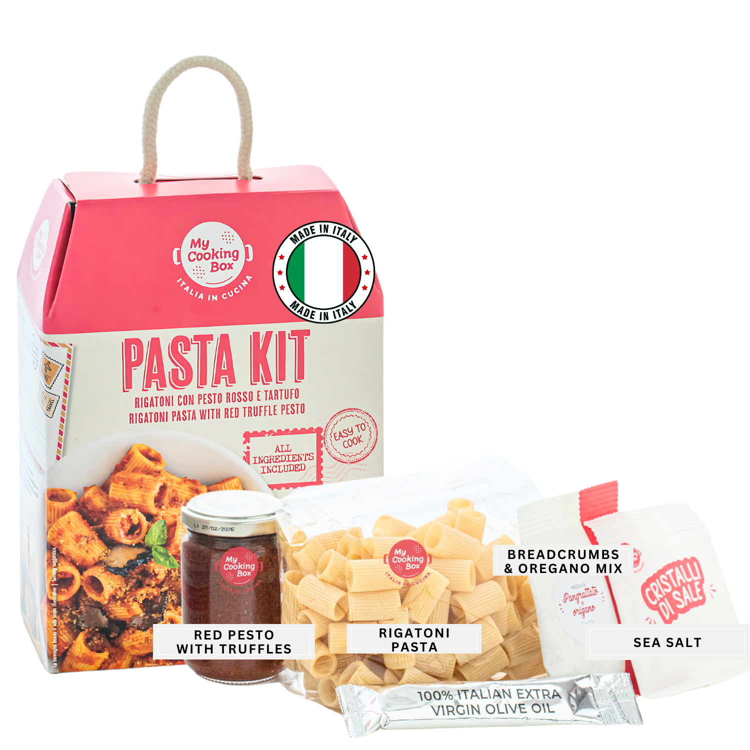 My Cooking Box, Pasta Dinner Meal Kit, Rigatoni with red pesto sauce with truffles