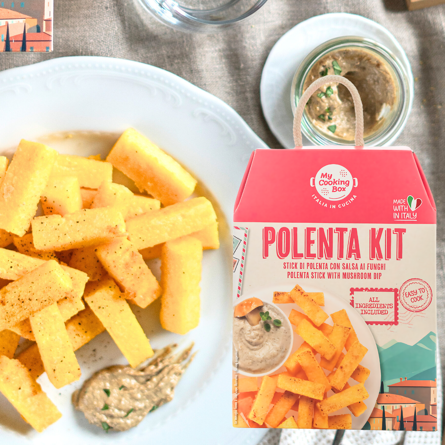 My Cooking Box Polenta Mix Kit, Polenta Sticks with Mushroom Dip, Gourmet Dinner Recipe, Product of Italy, 2-3 Servings – My Cooking Box