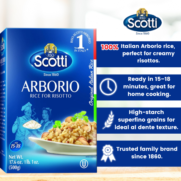 Riso Scotti Arborio Rice – 1 lb (500 g) | Premium Italian Risotto Rice ...