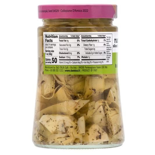 Jar of Fratelli D’Amico rustic artichokes sliced in oil 700g authentic Italian antipasto